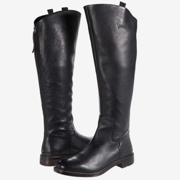 Franco Sarto Meyer Leather Riding Boots, Black, Full-back Zipper. NWOT - Picture 1 of 17